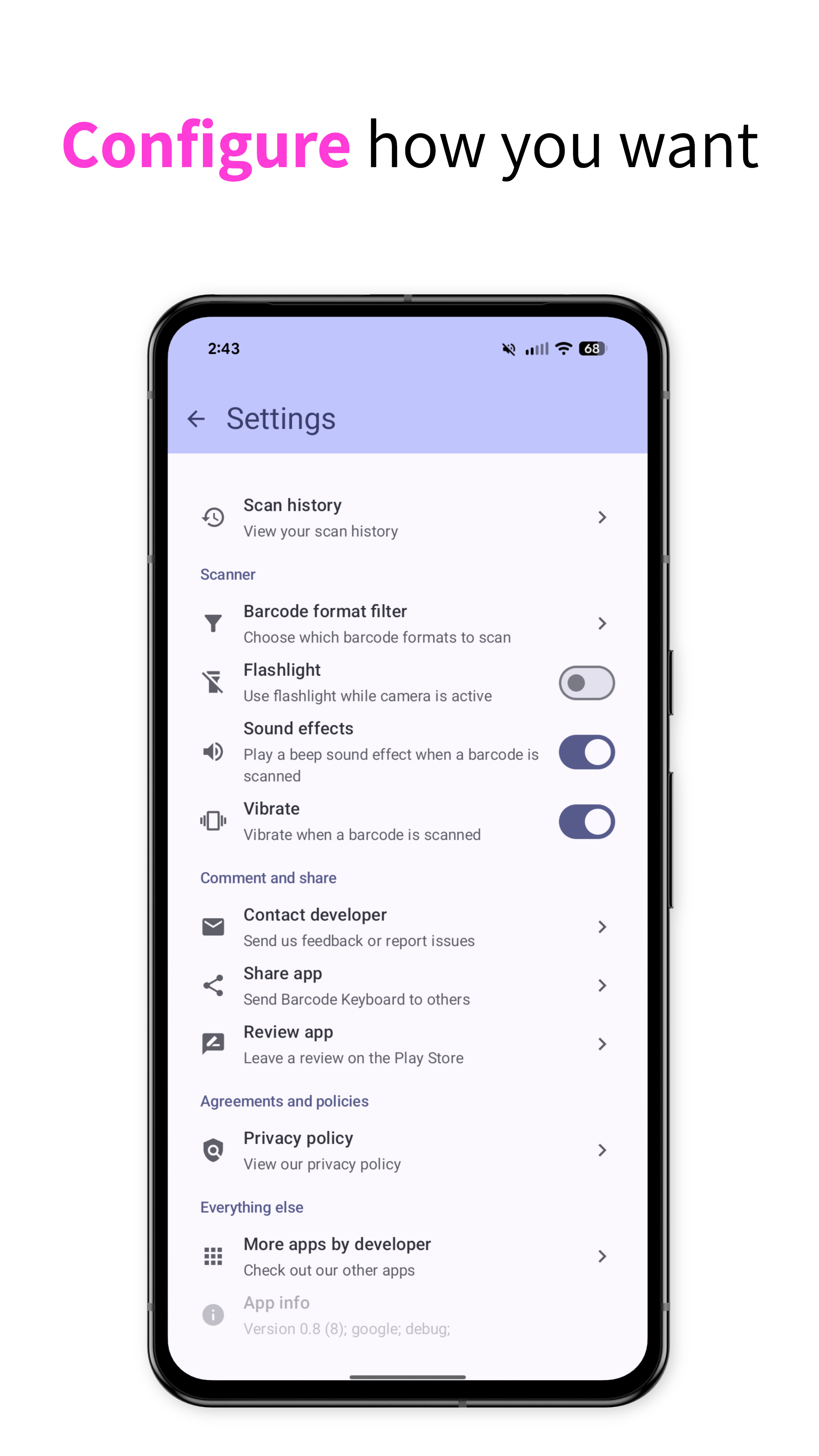 Barcode Keyboard Screenshot 3
